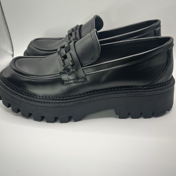 Steve Madden Women's 8 Aerin Chunky Platform Loafers Black With Plastic Chain - Picture 7 of 9